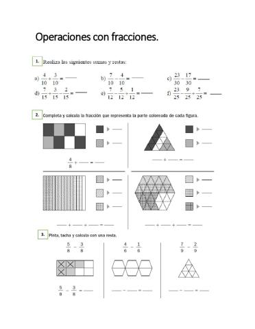 Operaciones con fracciones con igual denominador