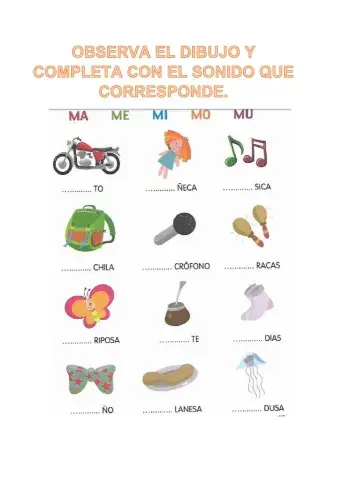 Completar con: ma-me-mi-mo-mu