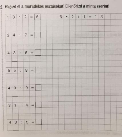Maradékos osztás gyakorlása