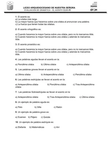 Evaluación del acento