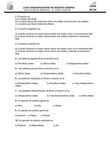 Evaluación del acento