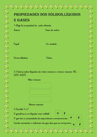 Propiedades de sólidos,líquidos e gases