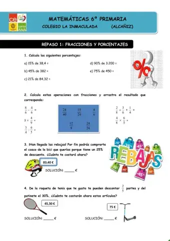 Repaso: fracciones y porcentajes
