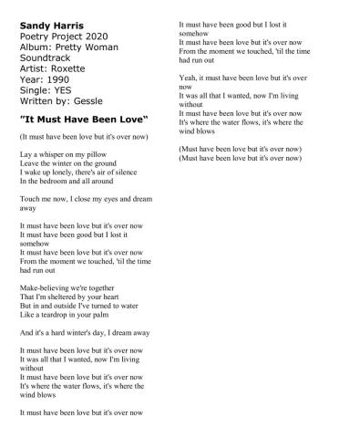 Poetry Project - Lyrics Week -7