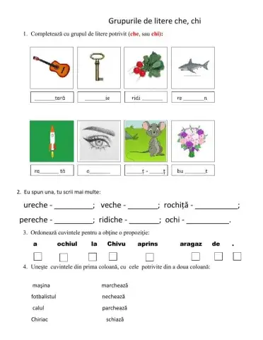 Grupurile de litere che, chi