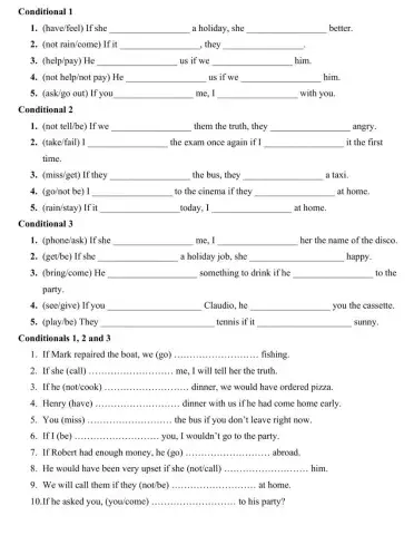 Conditionals: types 1, 2, 3
