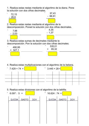 Decimales, tablilla e italiana 3