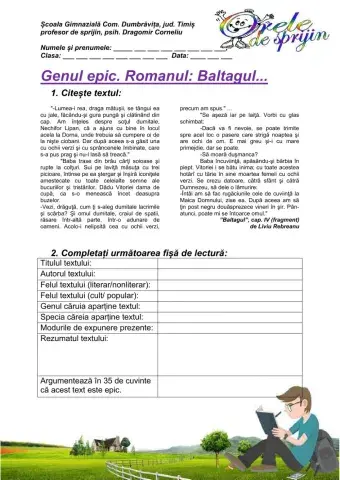 Genul epic. Romanul cult: Baltagul