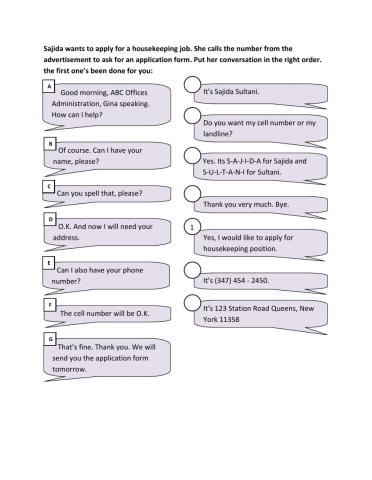 Asking for Application and Resume