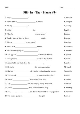Fill In The Blanks -34
