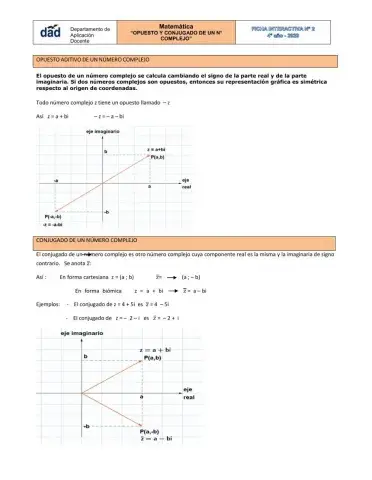 Opuesto y conjugado de un compejo