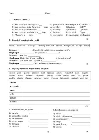 Vocabulary - Shopping