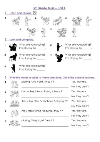 Quiz unit 1 5th grade