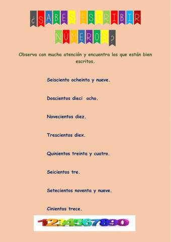 ¿Sabes escribir números?
