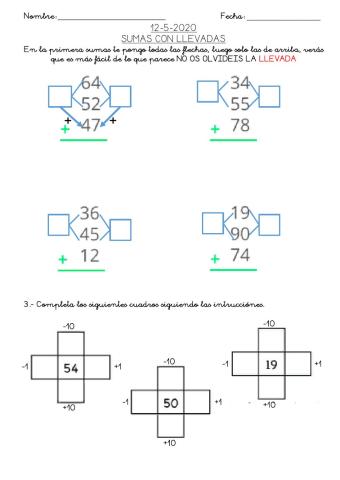 Sumas con llevadas de tres números