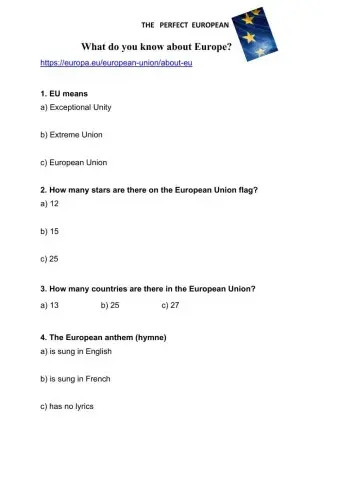 Quizz about the European Union