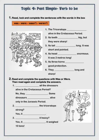 Dinosaurs & Simple Past - Verb to Be