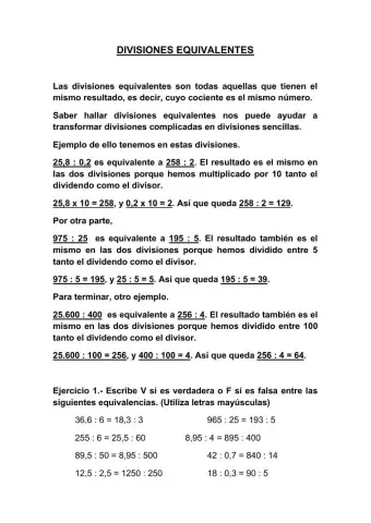 Divisiones equivalentes