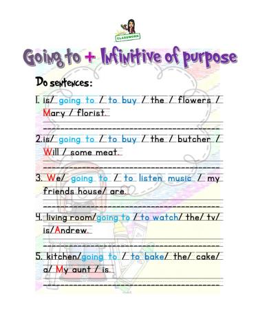 Going to  + Infinitive of purpose