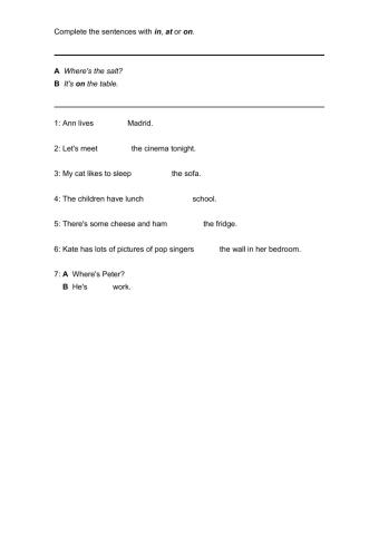 Prepositions of place