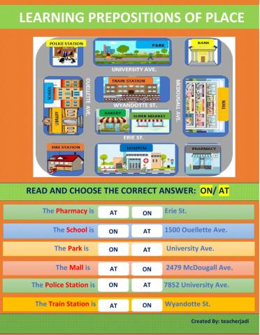 Prepositions of place - ON- AT