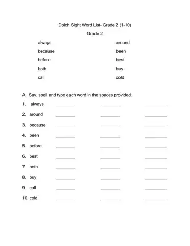 Basic Sight Words