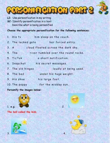 Writing - Personification Part 2