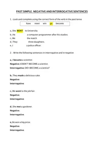Past simple. Negative and interrogative sentences