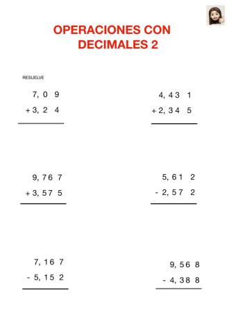 Operaciones con números decimales