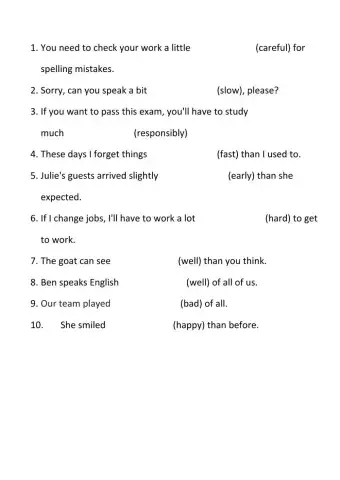 Comparative and superlative adverbs