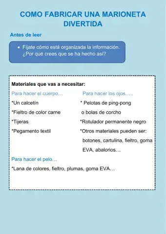 Comprensión lectora de unas instrucciones
