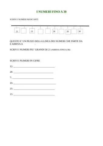 I numeri fino a 30