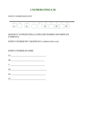 I numeri fino a 30