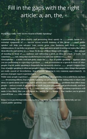 Definite and indefinite articles, zero articles