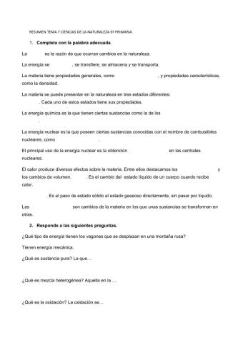 La energía y los cambios de la energía