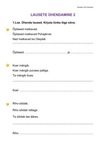 Lihtlause. Lausete ühendamine.