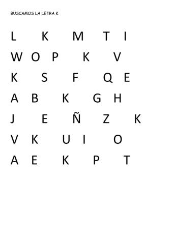 Buscamos la letra k