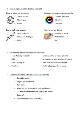 Oraciones-sujeto y predicado