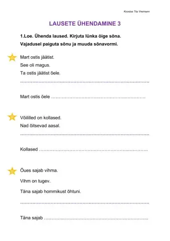 Lihtlause. Lausete ühendamine 3.