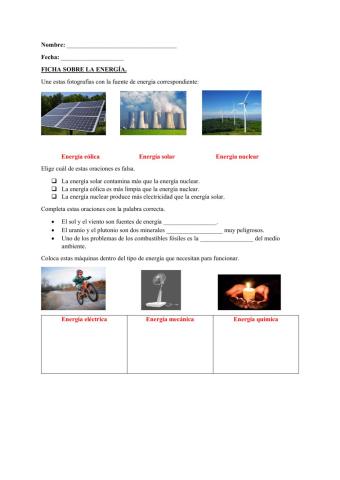 Ficha sobre la energía