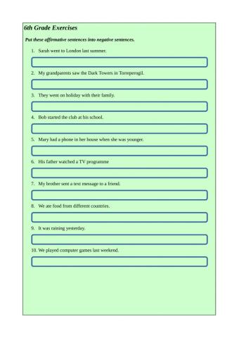 Affirmative and negative sentences