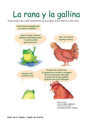 Fábula de la rana y la gallina.