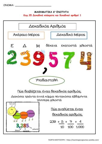 Δεκαδικά κλάσματα και δεκαδικοί αριθμοί