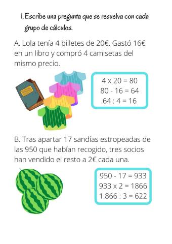 Inventa la pregunta del problema