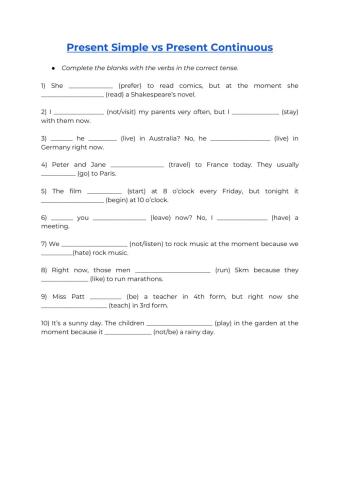 Present Simple vs Present Continuous