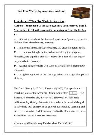 Top Five Works by American Authors