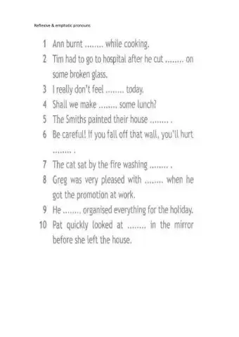 Reflexive and emphatic pronouns