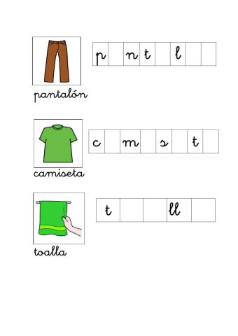 Completa las palabras con vocales en minúsculas.