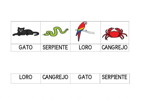 Unir con flecha animal a su palabra.