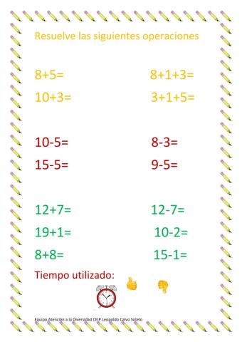 Sumar y restar números menores de 20